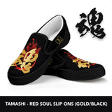 Tamashi - Soul Kanji (Black/Gold) Slip Ons - Mens